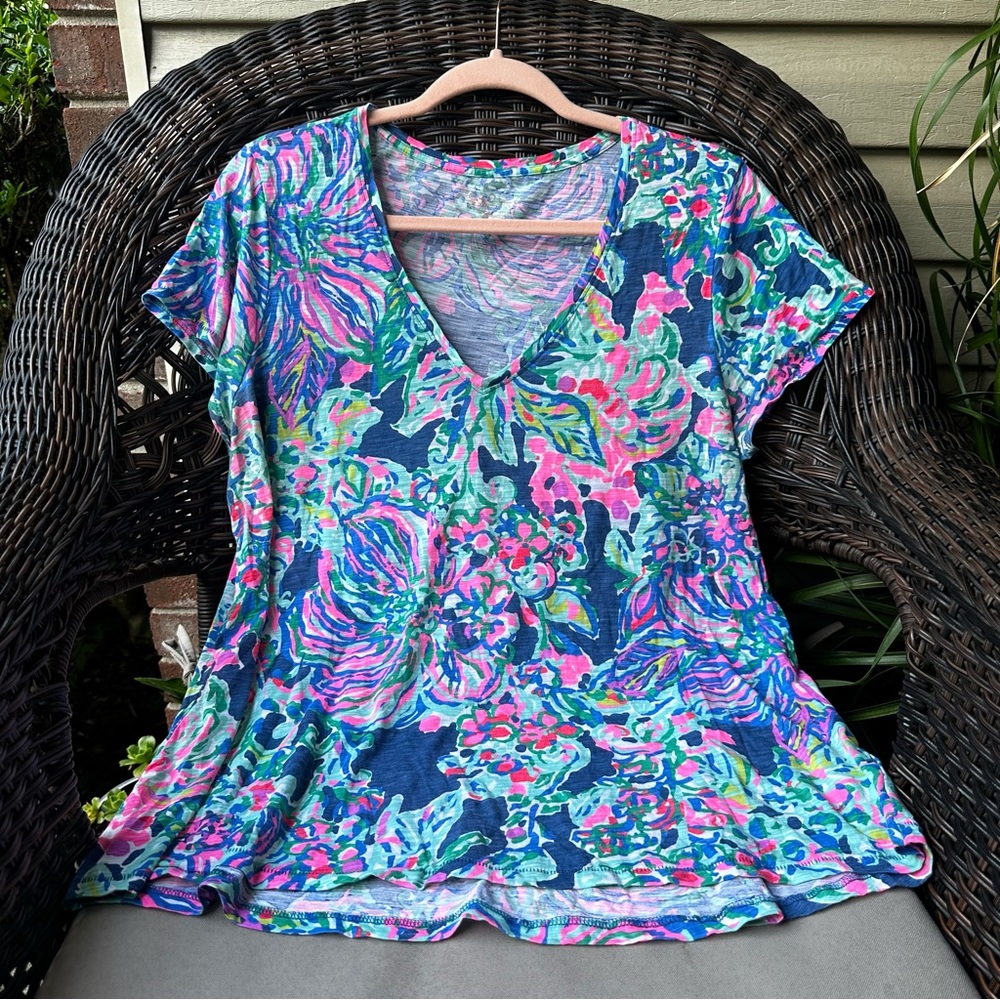 Lilly Pulitzer Etta Indigo Exotic Escapade L